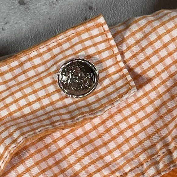 COOGI Mens Short Sleeve Button Up Shirt Orange‎ Check Embroidered Emblem Size M - Picture 6 of 10